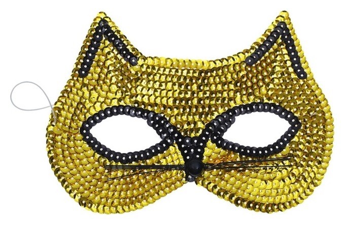 Карнавальная маска «Кошечка», с пайетками, цвет золотой
