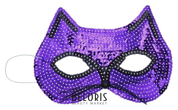 Карнавальная маска «Кошечка», с пайетками, цвет фиолетовый NNB