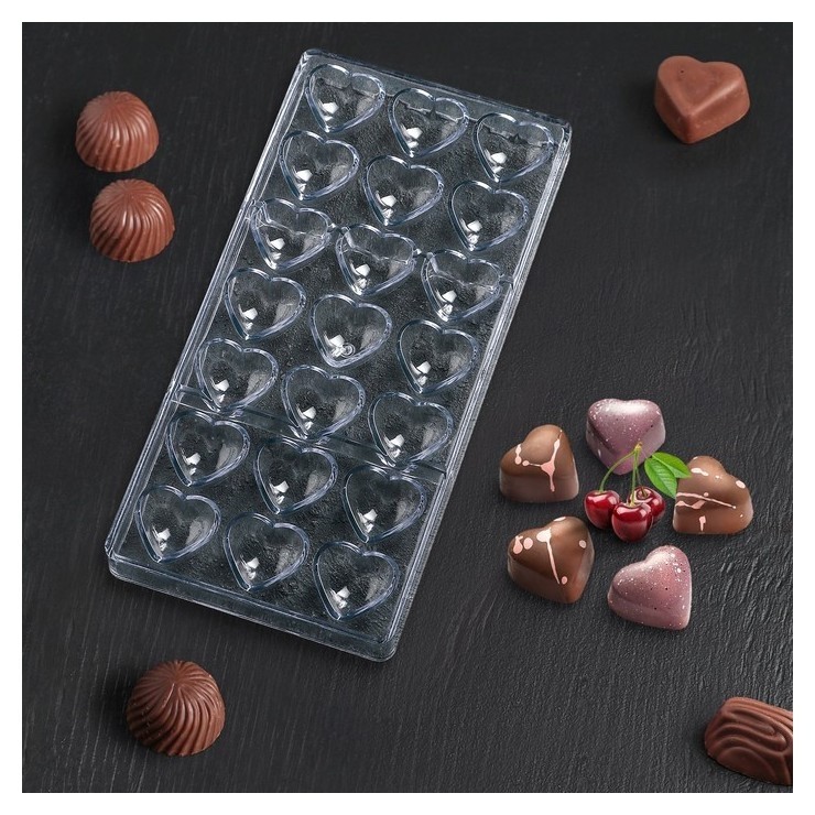 Форма для шоколада «Сердца», 28×14 см, 21 ячейка