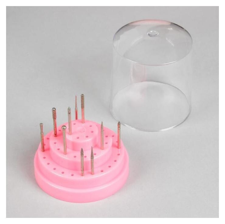 Подставка под фрезы, круглая, 48 ячеек, 7,5 × 7,5 см, цвет розовый NNB