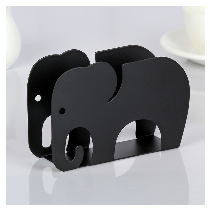 Салфетница «Слон», 14,5×4×9,5 см, цвет чёрный
