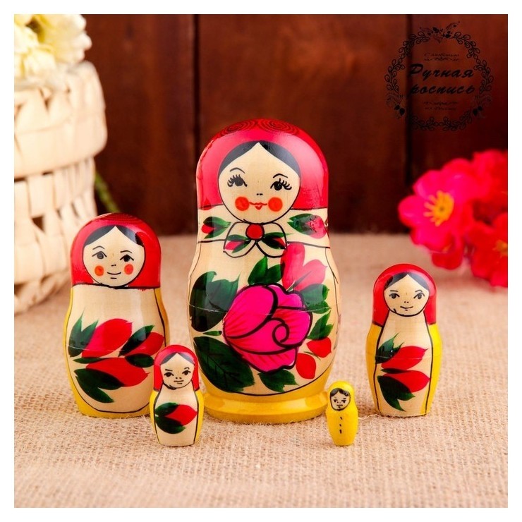

Матрёшка Семёновская красный платок 5 шт