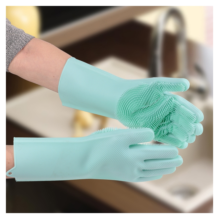 Перчатки хозяйственные силиконовые, для мытья посуды, 240 гр