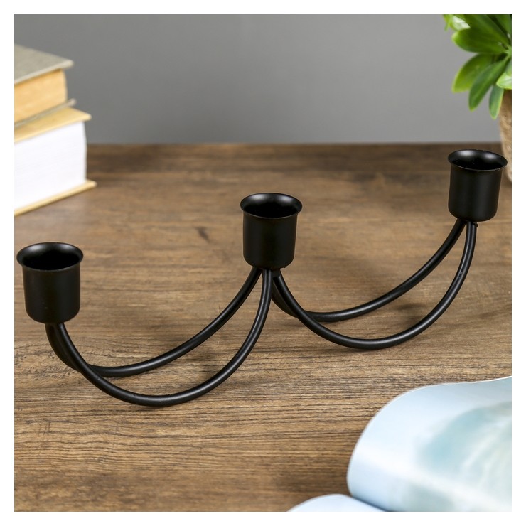 

Подсвечник на 3 свечи "Качели" 8,5х26,5х5, см, Чёрный