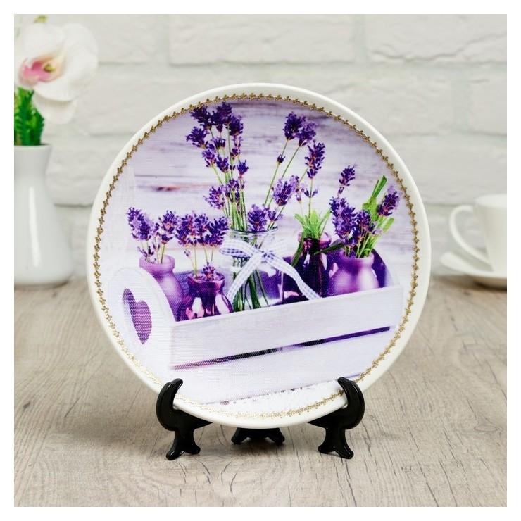 

Тарелка декоративная «Букетики лаванды», с рисунком на холсте, D = 19