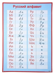 Плакат обучающий "Русский алфавит, прописные и печатные буквы" А2 Мир открыток