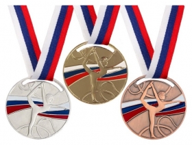 Медаль тематическая 140 "Гимнастика" диам 5 см, бронза 