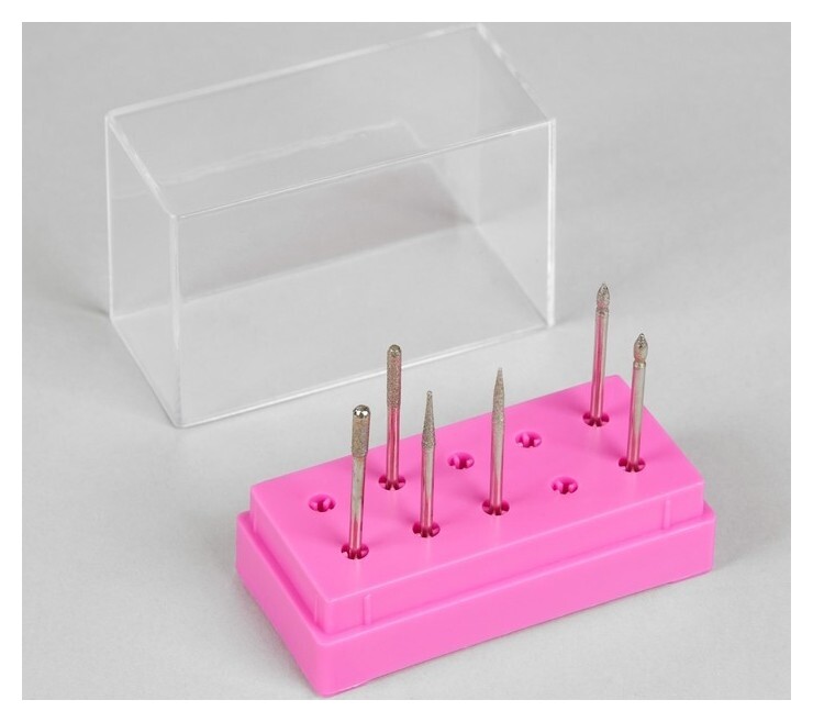 Подставка под фрезы, прямоугольная, 10 ячеек, 8 × 3,6 см, цвет розовый  