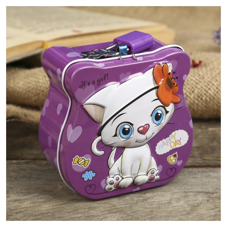 

Копилка металл "Милый котёнок" 8,5х9х4, Микс