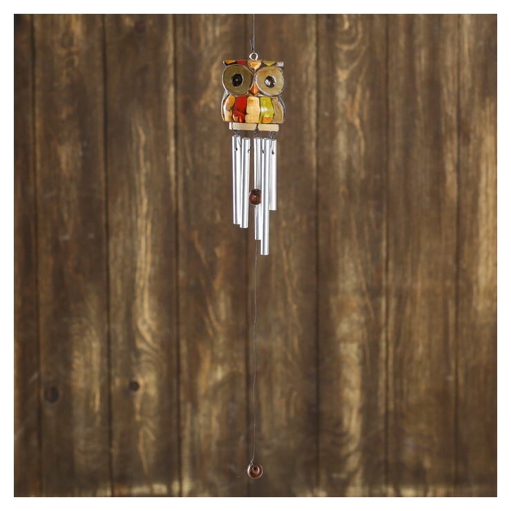 

Музыка ветра "Сова в полоску" дерево, металл 5х5х40 см