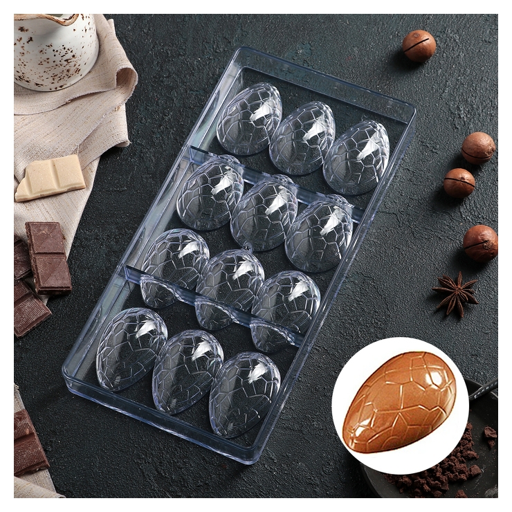 Форма для шоколада «Шоколадное яйцо», 27,5×13,5 см, 12 ячеек (3,6×5,7×1,5 см)