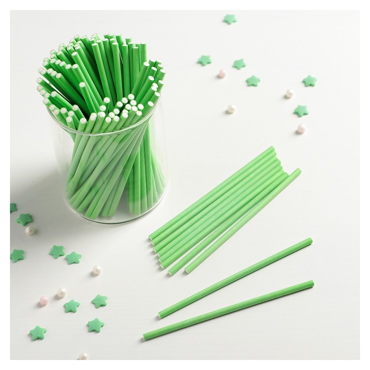 Палочки для кейкпопсов 10×0,2 см, 100 шт, цвет зелёный