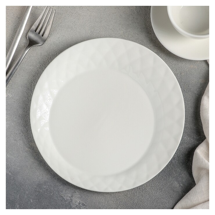 Тарелка десертная «Блик», 21×2 см, цвет белый  Magistro