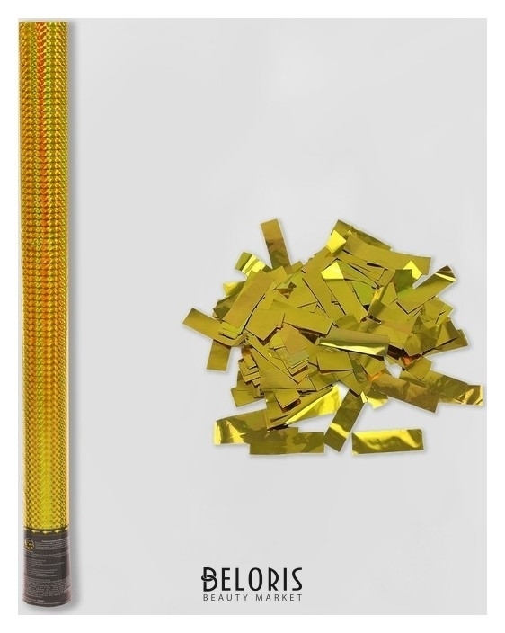 Пневмохлопушка «Голография», 60 см, золотое конфетти Пати Бум
