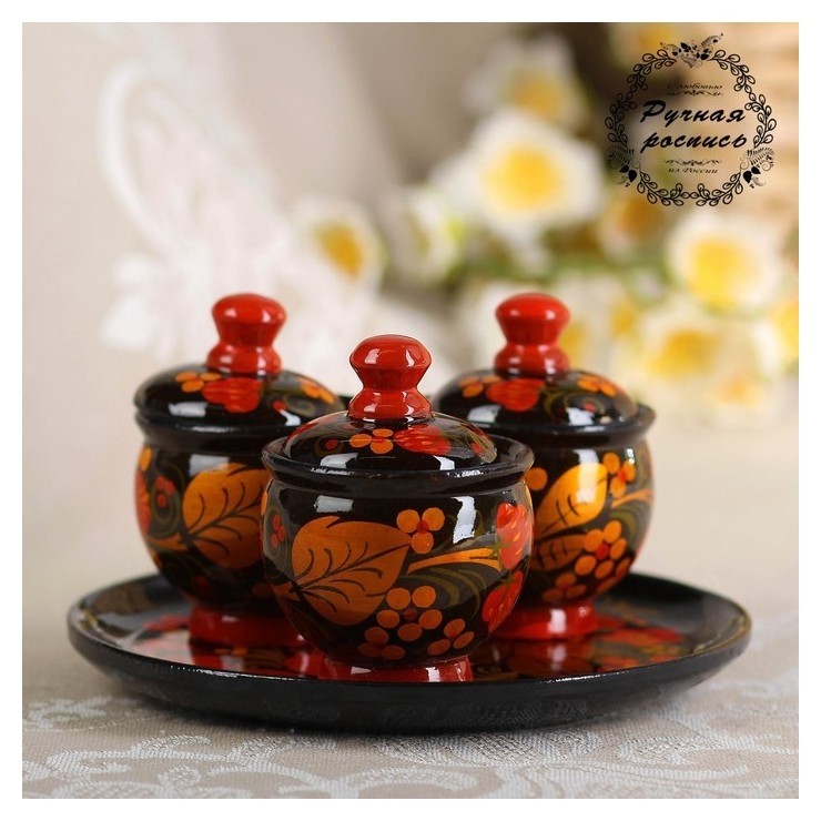 

Набор специй «Земляничка», средний, 15×15×6 см, хохлома, Разноцветный