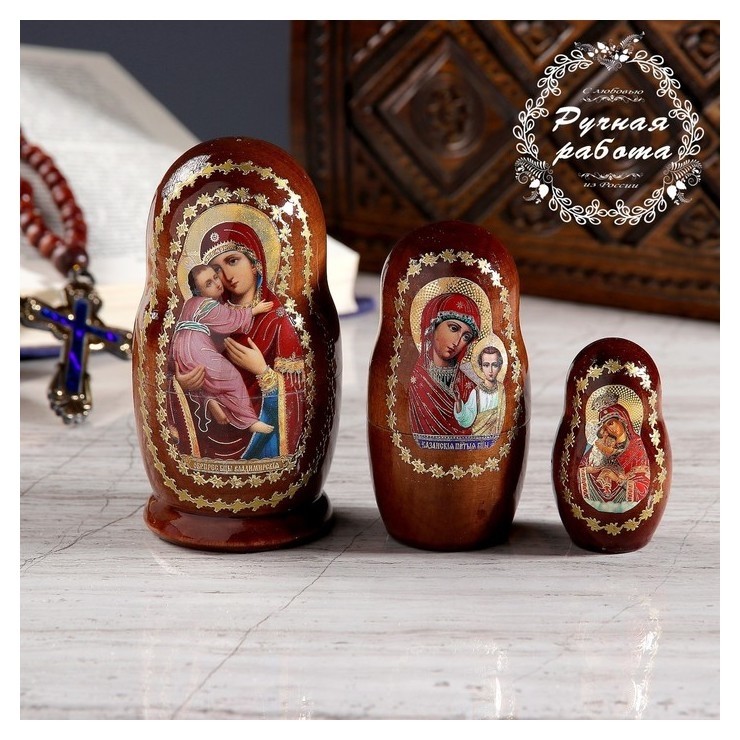 

Матрёшка «Православная», 3 кукольная, владимирская, казанская, почаевская