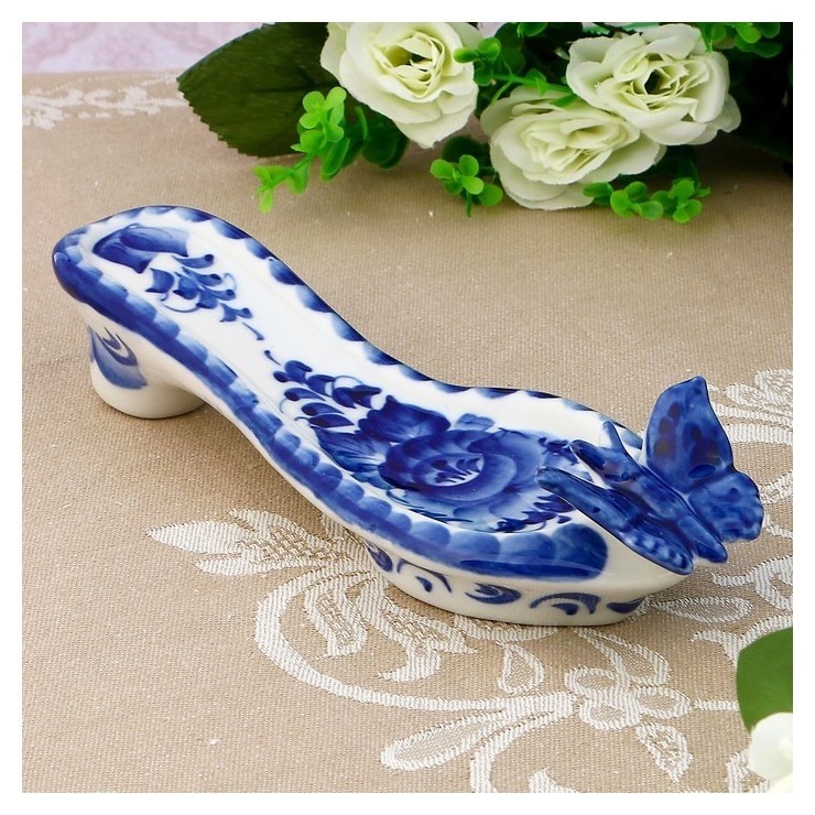 

Подставка под ложки «Туфелька», 18×5×5 см, гжель, Синий