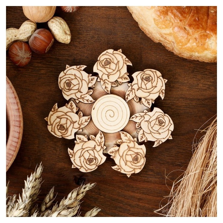 

Подставка под горячее «Розы», D=11 см, можжевельник, Бежевый