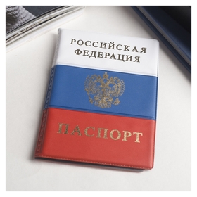 Обложка для паспорта, герб, триколор: размер 13,5 х 9,2 х 0,2 см 