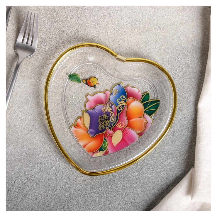 Блюдо фигурное 16,5×16,5 см "Сердце", рисунок  