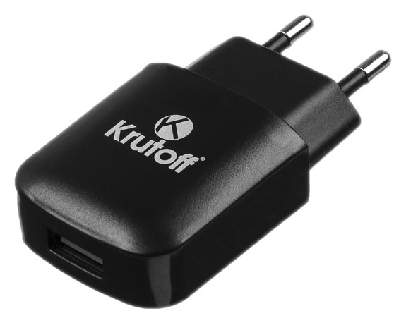 

Сетевое зарядное устройство Krutoff, Usb, 2.1 A, черное, Чёрный