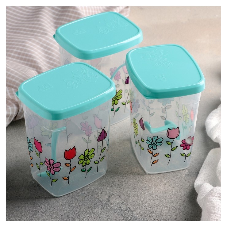 

Набор банок для сыпучих «Клумба», 3 шт, 500 мл, Микс