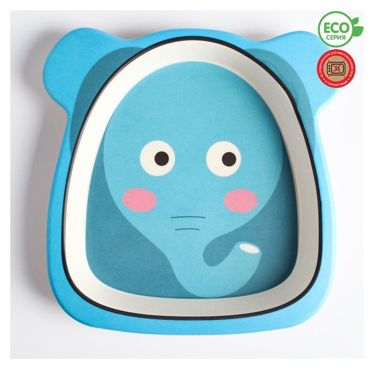 

Тарелка детская из бамбука, цвет и рисунок, Голубой