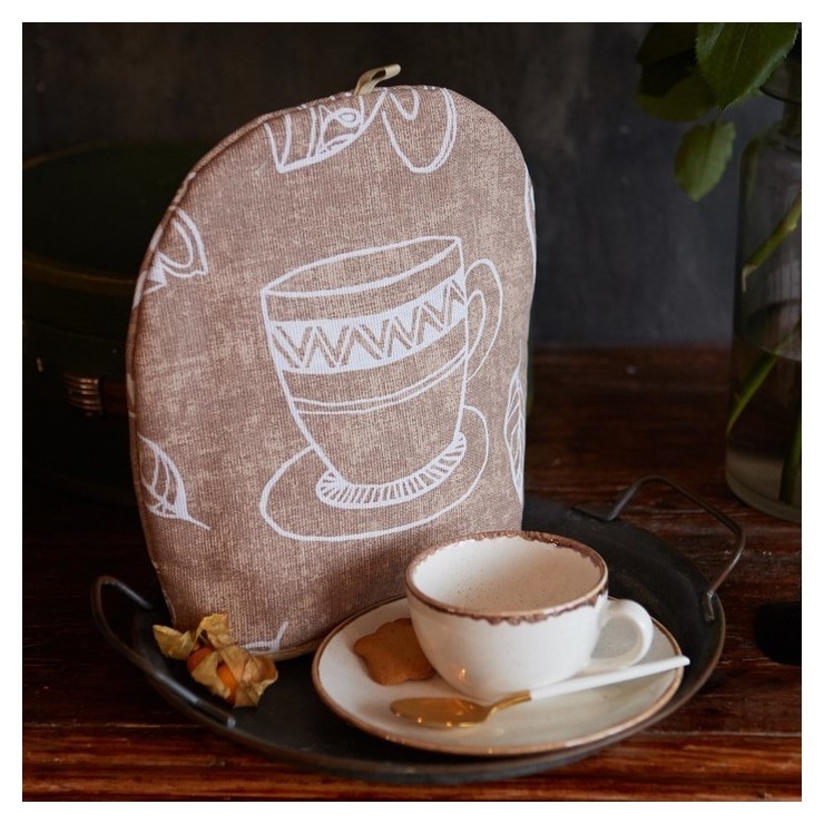 

Грелка на чайник "Доляна" Cup Of Tea 28х28см,100% хл,164г/м2, Коричневый