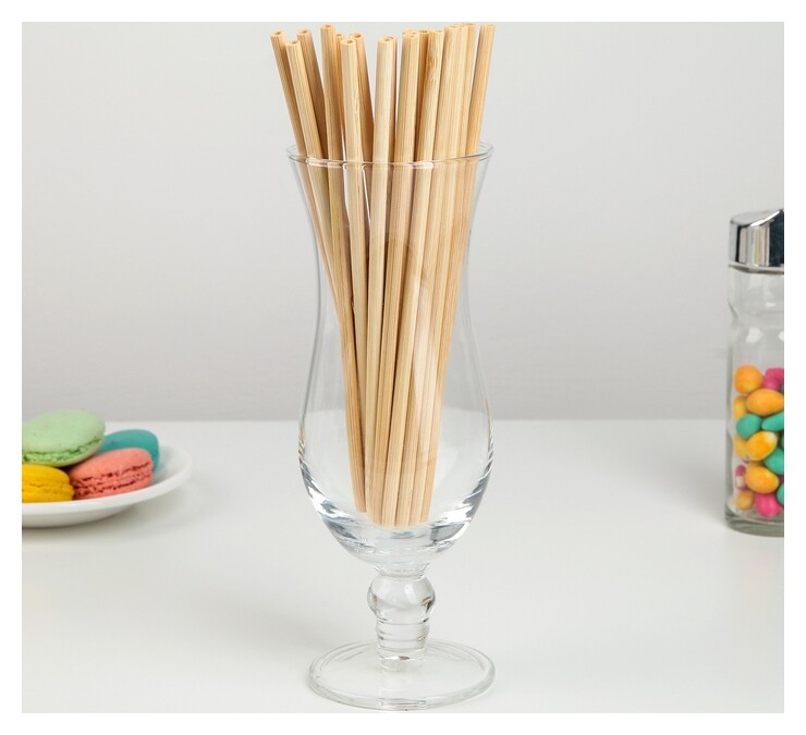 Набор бамбуковых трубочек для коктейлей «Панда», 20×0,3 см 