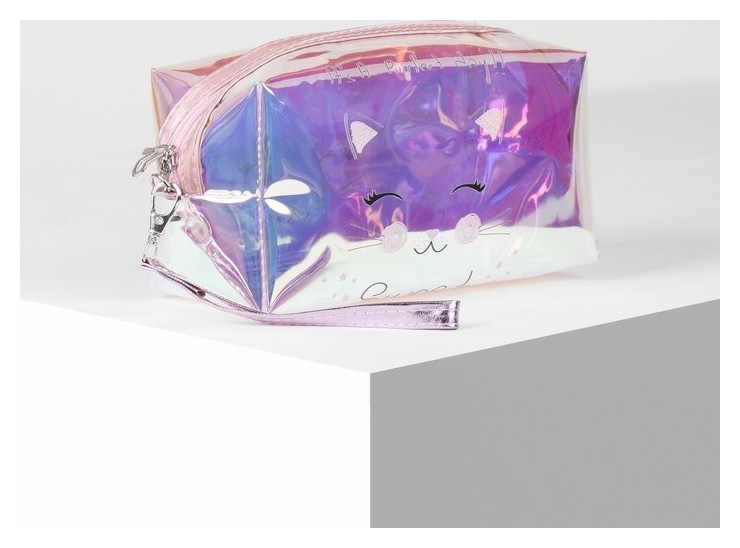 

Косметичка отдел на молнии цвет перламутр, Розовый