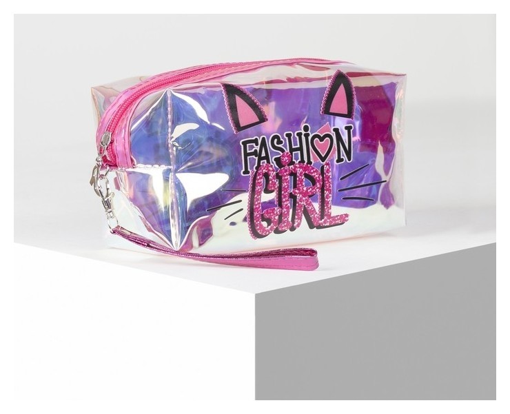 

Косметичка пвх отдел на молнии цвет перламутр Fashion Gerl, Розовый