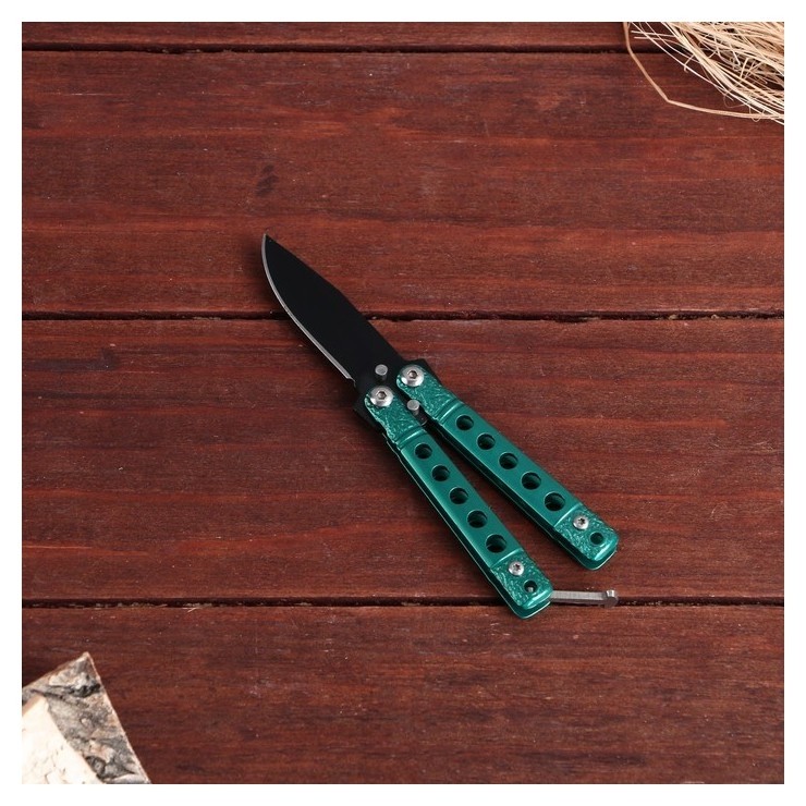 Нож-бабочка мини, зеленый, клинок 5см