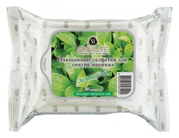 Очищающие салфетки для снятия макияжа Зеленый чай Skinlite