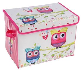 Короб для хранения 40×26×26 см "Весенние совушки", цвет розовый 
