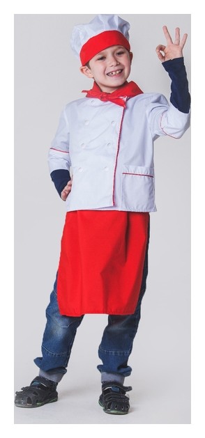 

Детский карнавальный костюм "Повар", колпак, куртка, фартук, косынка, 4-6 лет, рост 110-122 см