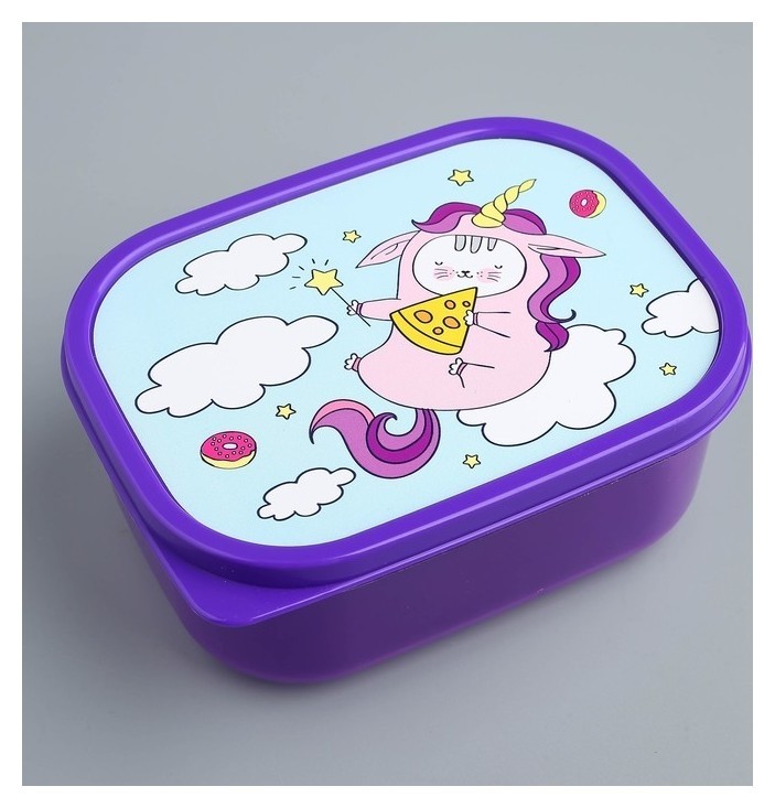 

Ланч-бокс «Кот-единорог», 500 мл, Фиолетовый