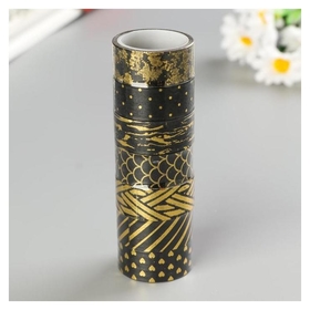 Клейкие Washi-ленты с фольгой "Черное золото", 15 мм х 3 м (Набор 7 шт) рисовая бумага