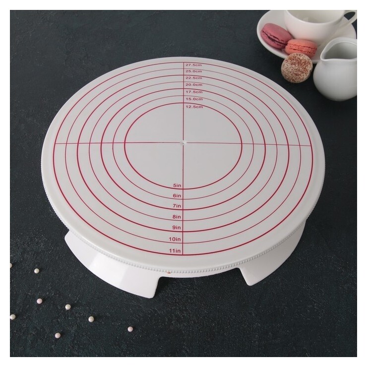 Подставка для торта вращающаяся с разлиновкой, с рычагом-блокиратором вращения  