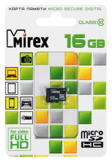 Карта памяти Mirex Microsd, 16 Гб, Sdhc, класс 10