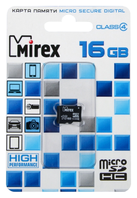 Карта памяти Mirex Microsd, 16 Гб, Sdhc, класс 4