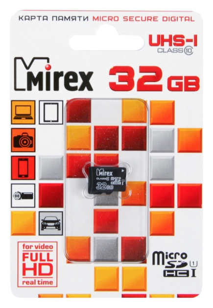 Карта памяти Mirex Microsd, 32 Гб, Sdhc, Uhs-i, класс 10