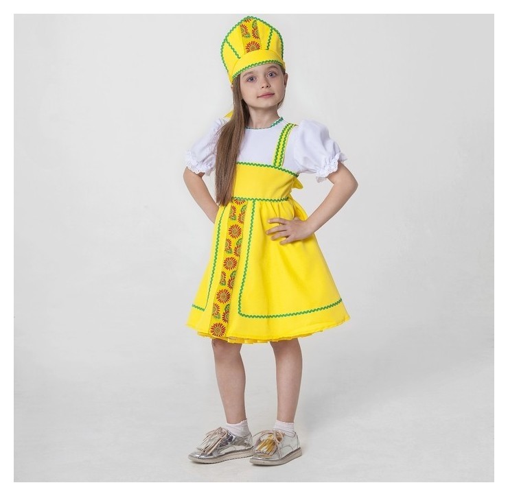 

Костюм русский народный, платье, кокошник, рост 122-128 см, 6-7 лет, цвет жёлтый