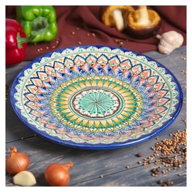 Тарелка плоская Цветочные узоры 27см Риштанская керамика