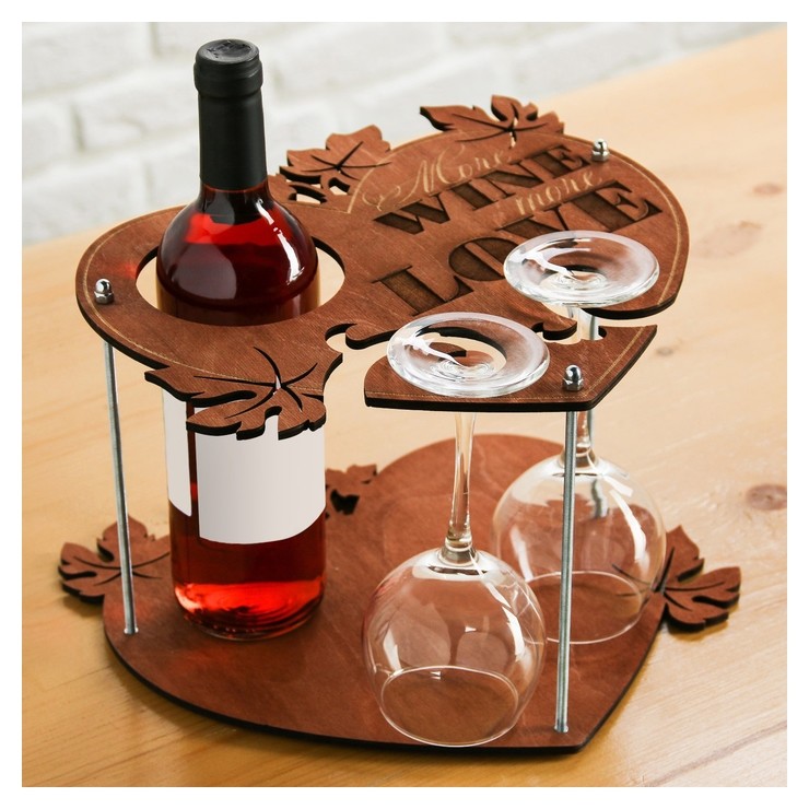 

Подставка под вино и бокалы "Wine Love", Коричневый
