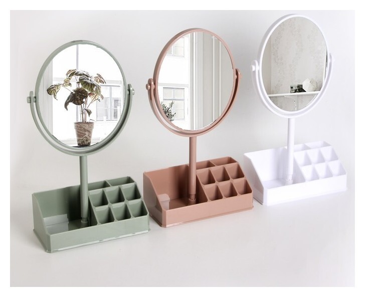 Зеркало на ножке, двустороннее, с увеличением, зеркальная поверхность 13 × 16 см  