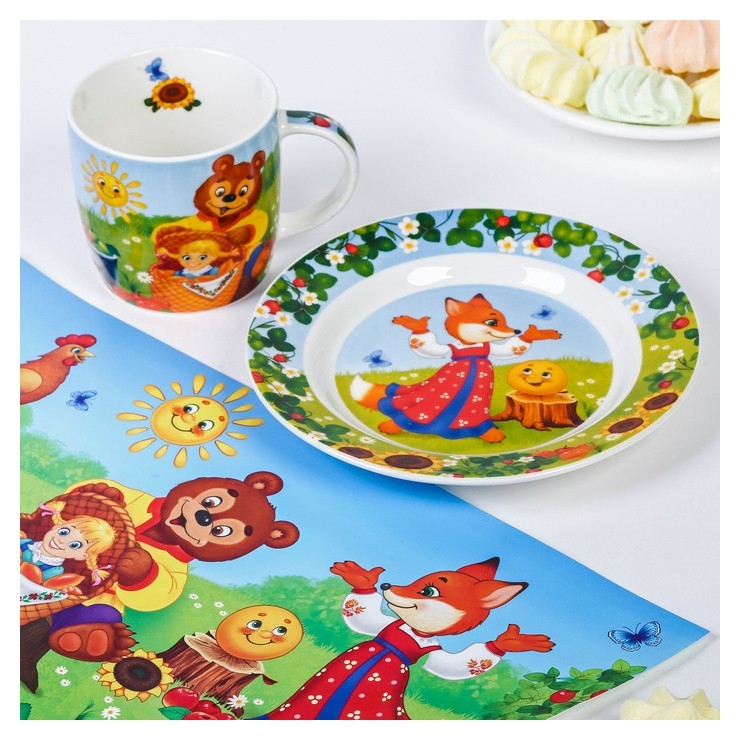 Набор детской посуды «Солнышко»: кружка 250 мл, тарелка Ø 17.5 см, салфетка 35 × 22 см