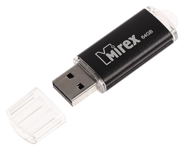 

Флешка Mirex Unit Black, 64 Гб, Usb2.0, чт до 25 мб/с, зап до 15 мб/с, черная, Чёрный