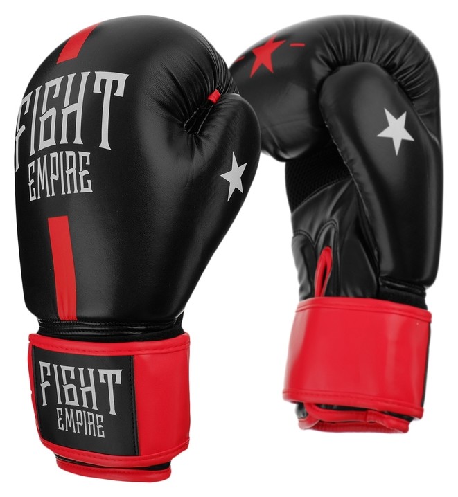 Перчатки боксёрские соревновательные Fight Empire, 10 унций, цвет чёрный/красный