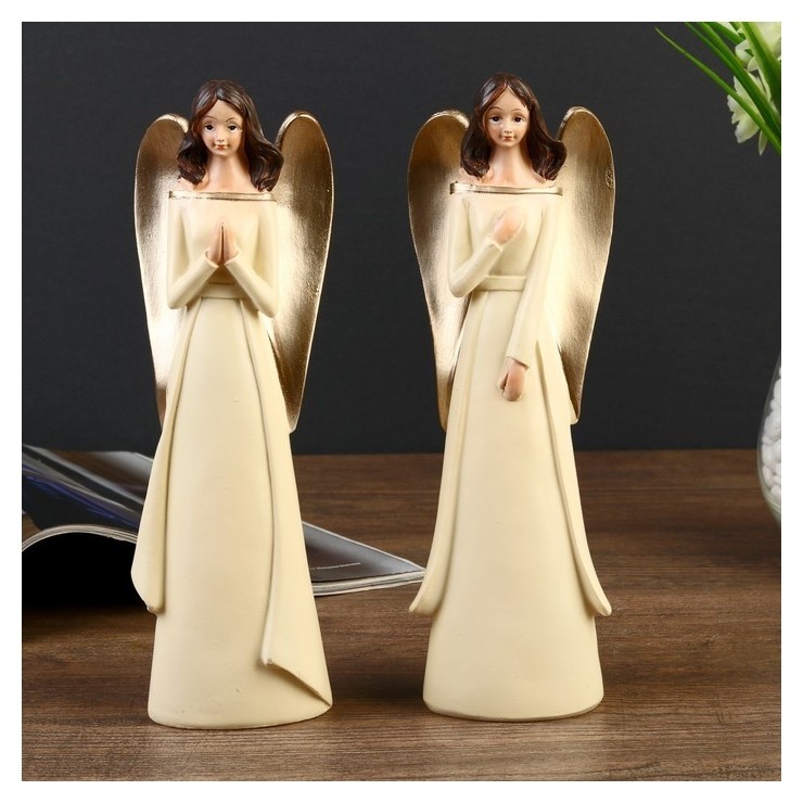 

Сувенир полистоун "Девушка-ангел в кремовом платье со шлейфом" 21,7х4,5х7,5 см, Бежевый