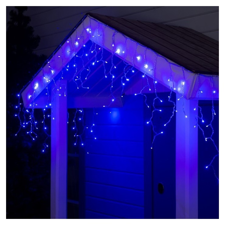 

Гирлянда "Бахрома" 3 х 0.6 м, Ip44, прозрачная нить, 160 Led, свечение синее, 220 В